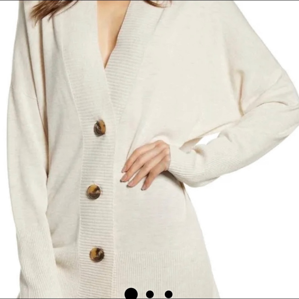 Chelsea 28 Ivory V-Neck Cashmere Blend Button Front Cardigan Sz Xs/Sm